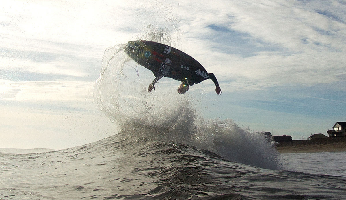 Quentin Turko flying at Avalon pier. Photo: Bob Hovey