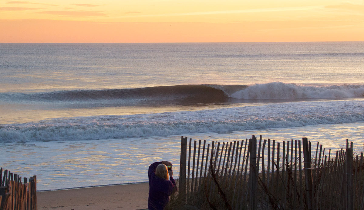 Sunrise in Kill Devil Hills with perfect lines... and nobody out. Photo: Bob Hovey