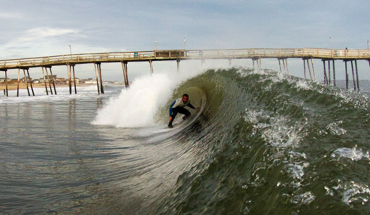 Tommy Hill getting pitted at Avalon pier. Photo: Bob Hovey