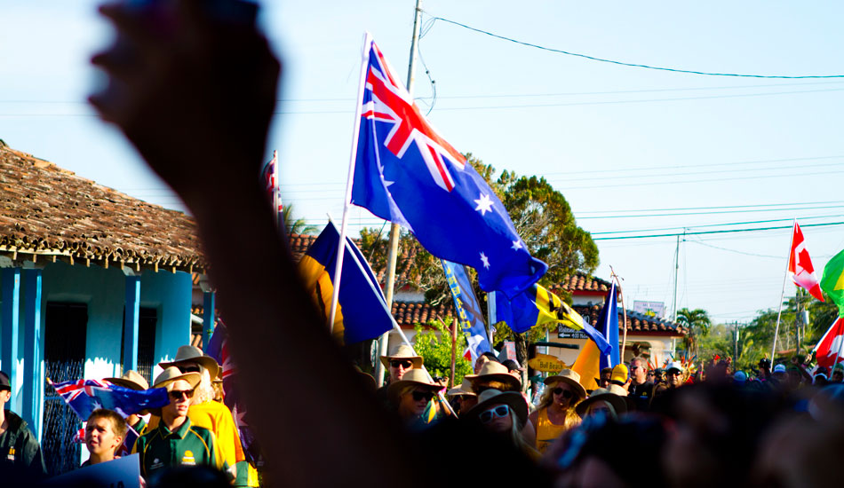 Getting amped at the Parade of Nations. Photo: <a href=\"http://www.jungphoto.com/\" target=_blank>Justin Jung</a>