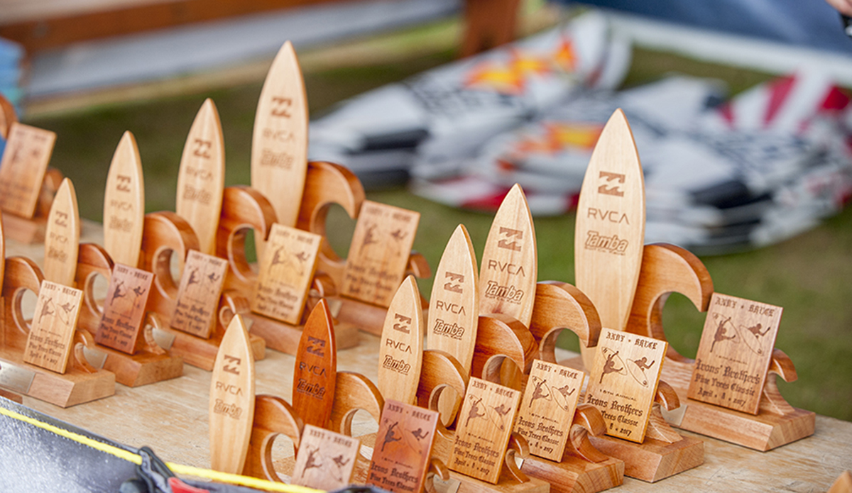 Beautiful trophies for the winners that keep the aloha spirit of Andy Irons alive.