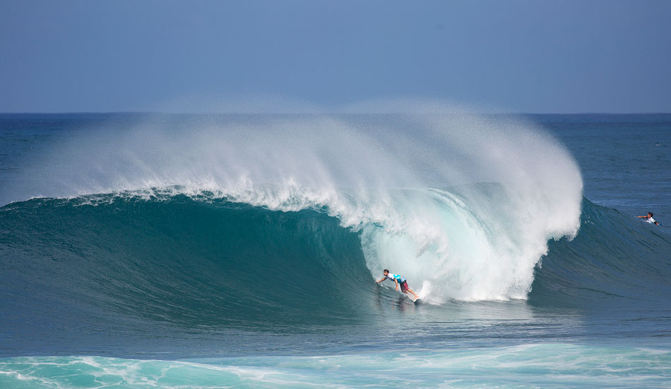 Dane Reynolds, leaning under a Backdoor lip. Photo: <a href=\"http://mattdunbar.com.au\">Matt Dunbar</a>