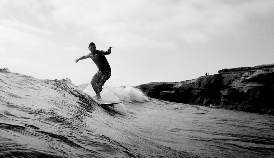 Garrett Goodwin throwing down some footwork on a board he shaped somewhere in San Diego. nikonos v, kodak tmax 100 film. Taken with a Nikonos V. Photo: <a href=\"http://fotoburns.com\">Adam Burns</a>