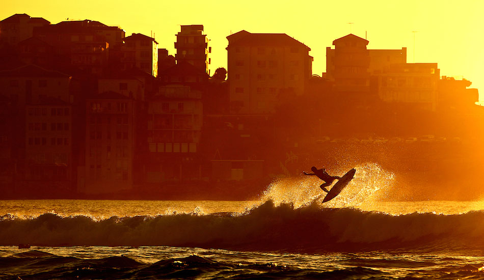 Gabriel Medina flaring on a tiny day at Sydney\'s most famous beach, that being Bondi Beach. This kid really is unbelievable in the air. Photo:<a href=\"http://www.bluesnapper.com.au/\" target=_blank>Alex Marks.</a> 