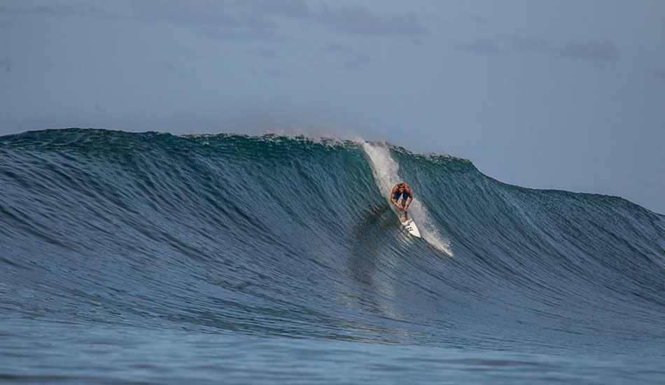 This is Matt Bromely mid-drop into a bomb. He got some of the best barrels of his life on this trip. A few shots after this take Matt pulled in and scored himself a cover shot for ZigZag Magazine. Photo: Brad Masters