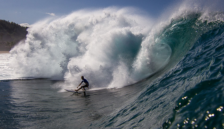 The size of this wave and the surfer shown really puts it into perspective. Photos still don\'t do this place justice. Photo: <a href=\"http://500px.com/DougFalterPhotography\">Doug Falter</a>