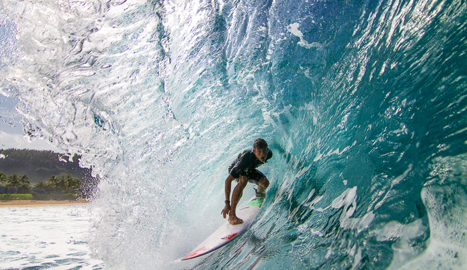 Small barrel at Pipe containing an unknown grom. Photo: <a href=\"http://500px.com/DougFalterPhotography\">Doug Falter</a>