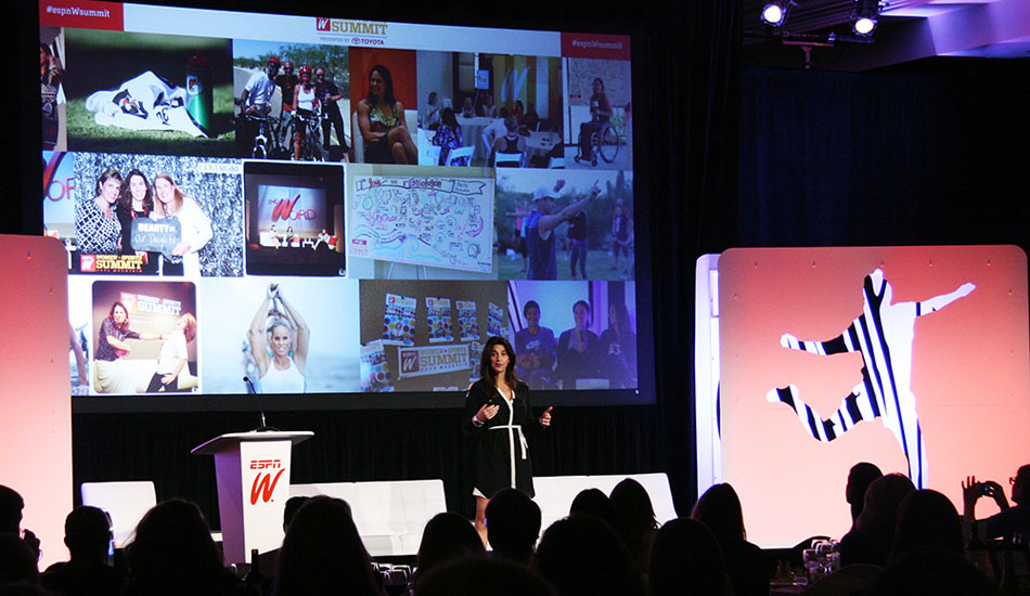 2.	Gentil speech: VP of espnW, Laura Gentile, opened the Summit with encouraging words about the importance of mentorship. Photo: <a href=\"http://www.thesurfchannel.com\">Surf Channel</a> | Shannon Quirk