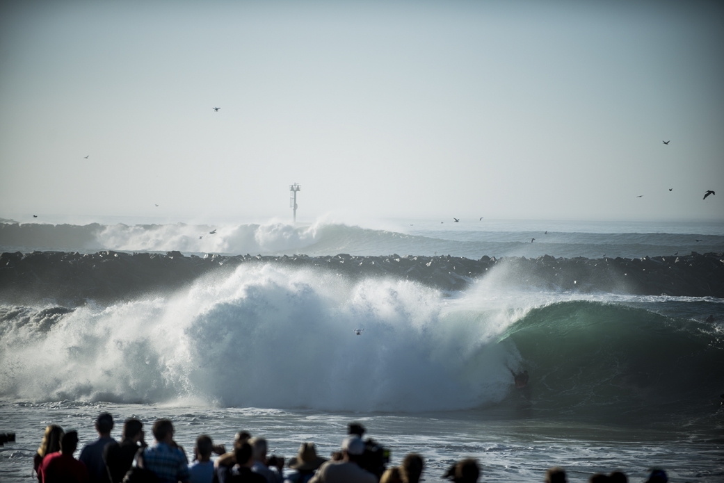 A seldom-surfed left shadowed by the wedge was not forgotten. A handful of surfers and boogies scored virtually an empty lineup while the circus had its eyes on the jetty north. Photo: <a href=\"http://www.rickyjlesser.com/\"> Ricky Lesser</a>