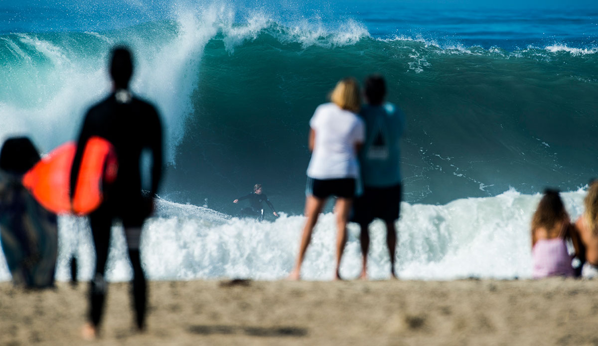 A jetty local picking up the leftovers on the second day of swell. Photo: <a href=\"http://www.rickyjlesser.com/\"> Ricky Lesser</a>