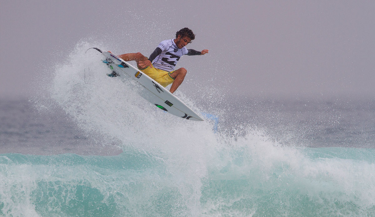 Filipe Toledo of Ubatuba, Sao Paulo, Brasil (pictured) posted some of the day\'s highest scores to win his Round 1 heat at the Billabong Rio Pro on May 7, 2014. Toledo posted a near perfect 9.43 followed by an 8.87 (both out of ten) to advance directly into Round 3. Photo: <a href=\"http://www.aspworldtour.com/\">ASP / Smorigo</a>