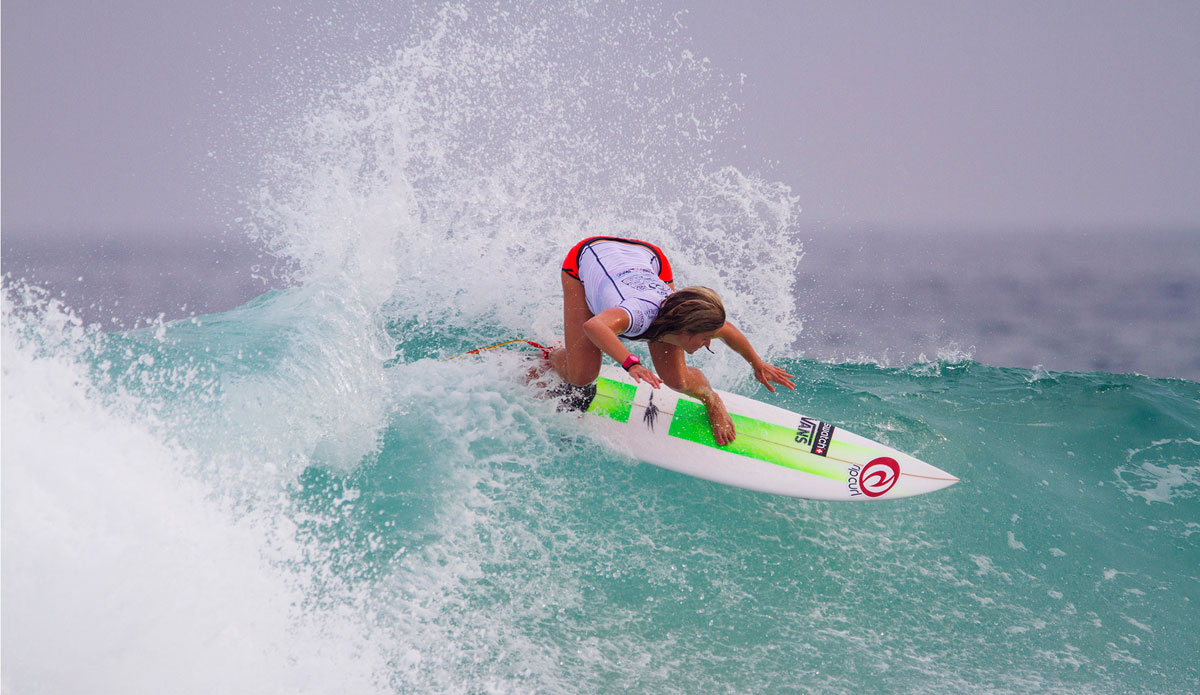 Pauline Ado of Anglet, France (pictured) placed second during Round 1 of the Billabong Rio Pro where she was defeated by Tyler Wright (AUS) on Wednesday May 7, 2014. Ado will surf again in Round 2. Photo: <a href=\"http://www.aspworldtour.com/\">ASP / Smorigo</a>