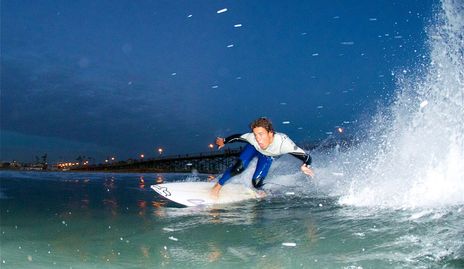 Nolan Rapoza and I went for a night surf/swim. Photo: Robb Wilson