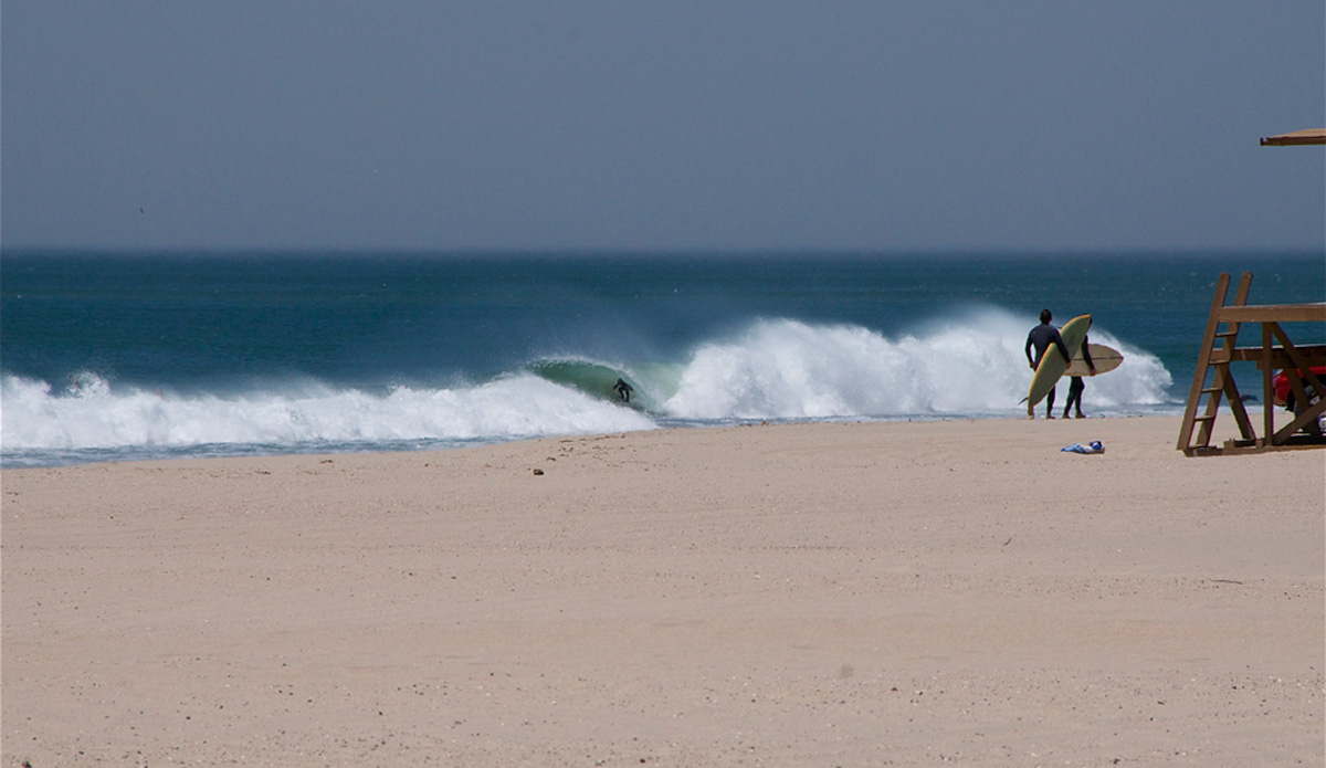 One of many many tubes for Jarred Mell on this fine offshore day in Southern California. Photo: Robb Wilson