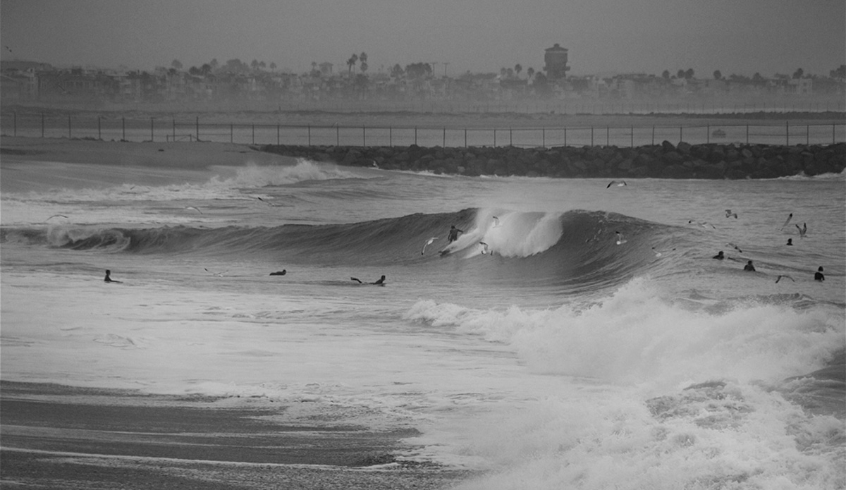 Timmy Reyes isn\'t around home much, but when he is, he\'s always amazing to watch. Here he is, jet lagged, injured and charging shore pound bowls. Photo: Robb Wilson