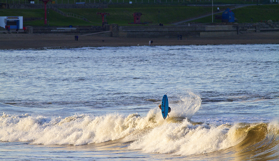 Harry Timson is one of the leading British juniors and this shot is from a comp in Scarborough on England\'s east coast. He stuck it of course. Photo: <a href=\"http://surfphoto.500px.com/home\"> Roger Sharp</a>