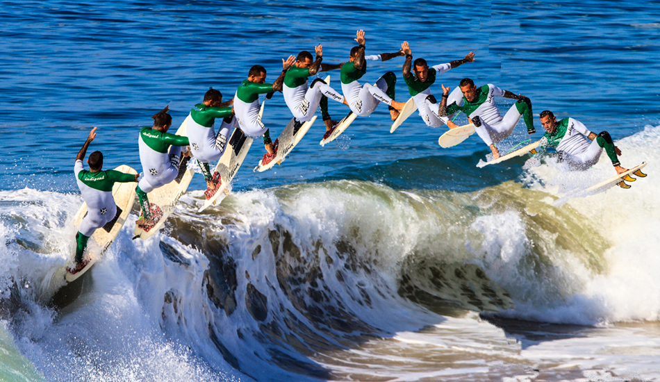 Christian Fletcher taking flight at The Wedge. Photo: <a href=\"http://www.surfingeye.com/\" target=_blank>Ronald Hons</a>.