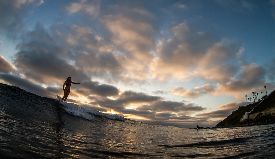 Longboarder Stephanie Schechter walking on clouds. Photo: <a href=\"http://www.surfingeye.com/\" target=_blank>Ronald Hons</a>.