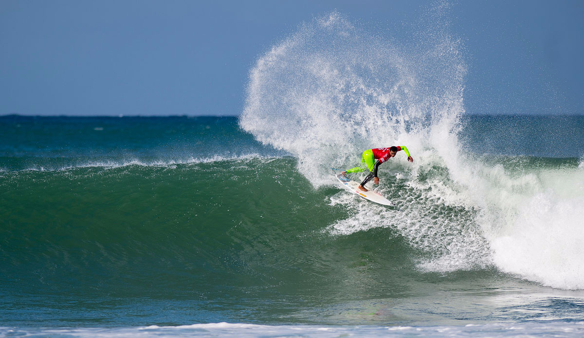 Wiggolly Dantas of Brasil (pictured) winning his Round 2 heat with a near perfect 9-point ride out of ten at the JBay Open to advance into Round 3 on Monday July 13, 2015. Photo: <a href=\"https://instagram.com/kirstinscholtz/\">Kirstin Scholtz</a>/<a href=\"http://www.worldsurfleague.com/\">WSL</a>