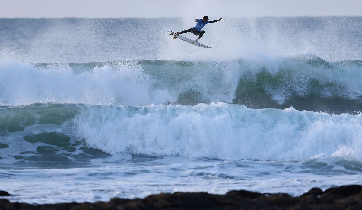 Michael February of Cape Town, South Africa (pictured) eliminated during round 2 at the JBay Open on Monday July 13, 2015.  
Photo: <a href=\"https://instagram.com/kirstinscholtz/\">Kirstin Scholtz</a>/<a href=\"http://www.worldsurfleague.com/\">WSL</a>