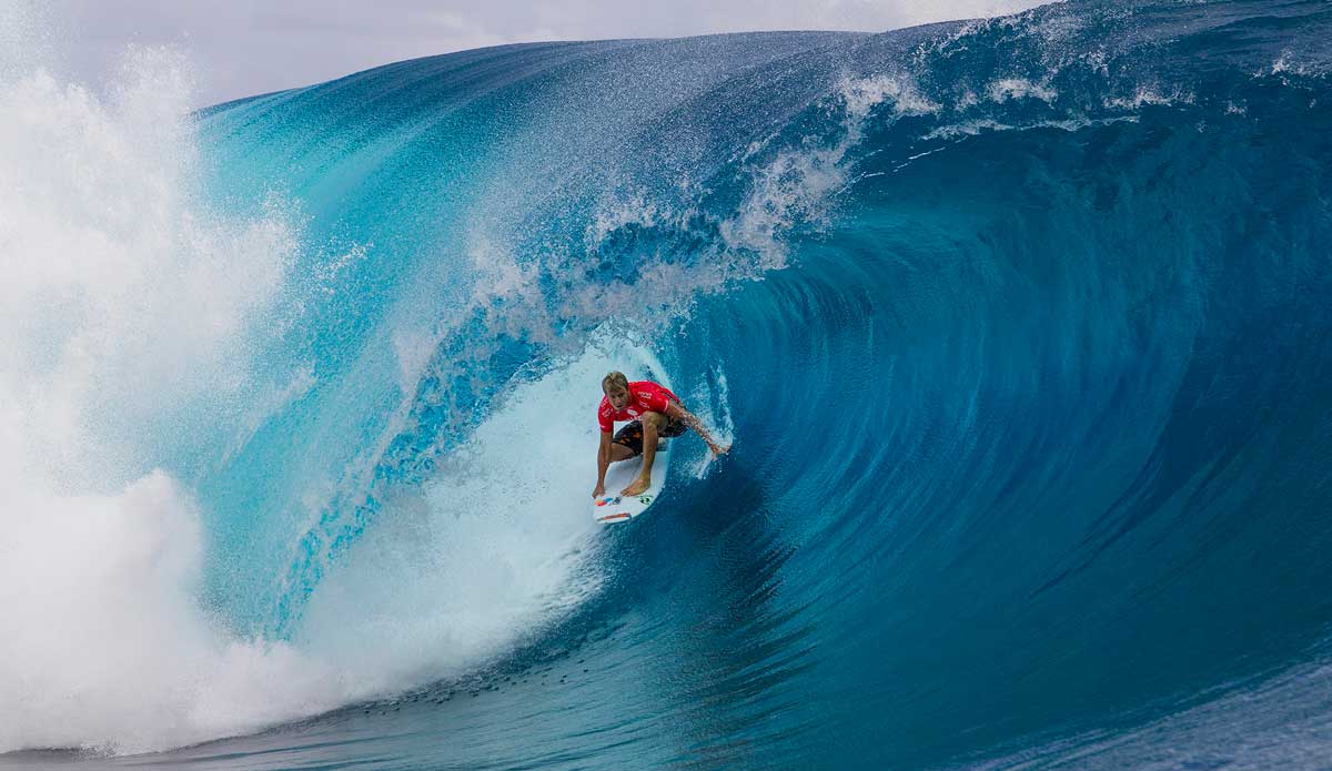 Sebastian Zietz of Kauai, Hawaii (pictured) posted the highest score of the day, a near perfect 9.97 (out of a possible ten) during Round 2 of the Billabong Pro Tahiti, on Tuesday August 19, 2014. Zeitz defeated Alejo Muniz (BRA) and has advanced into Round 3. Photo: <a href=\"http://www.aspworldtour.com/\">Kirstin Scholtz</a>