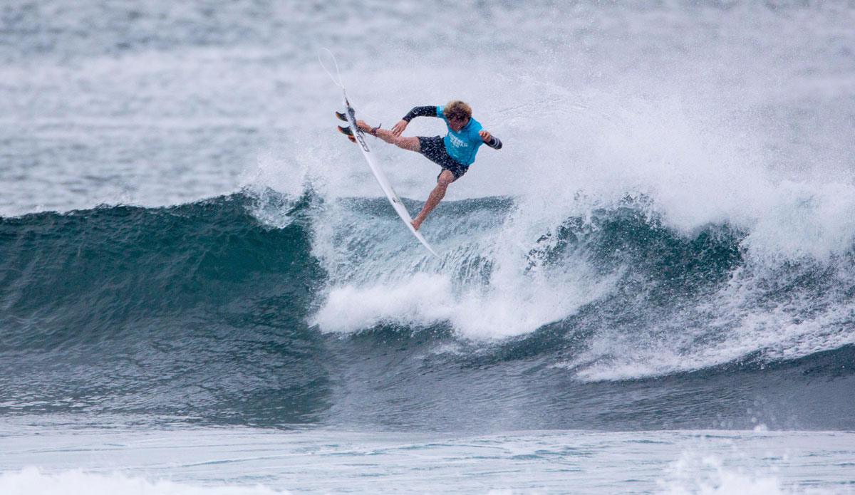 John John Florence of Hawaii (pictured) won his Round 3 heat at the Hawaiian Pro. Photo: Masurel/<a href=\"http://www.worldsurfleague.com/\">WSL</a>