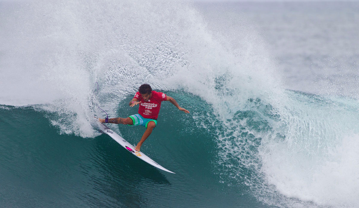 Filipe Toledo of Brasil (pictured) winning his Round 3 heat at the Hawaiian Pro. Photo: Masurel/<a href=\"http://www.worldsurfleague.com/\">WSL</a>