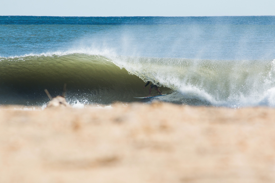 Mike getting spit out of a long ride in a heavy  barrel. Photos: <a href=\"http://instagram.com/halbe_\">Ryan Halbe</a>