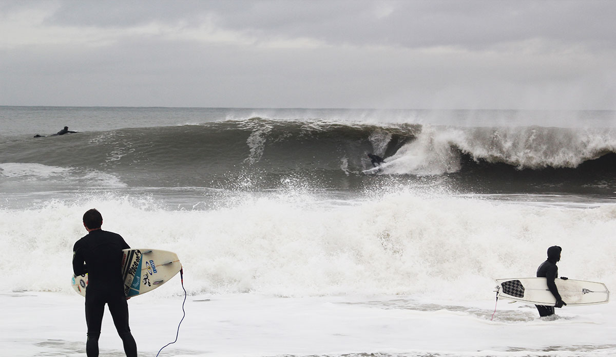 Rob Kelly digging his rail through a thick winter slab. Photo: Ryan Simalchik