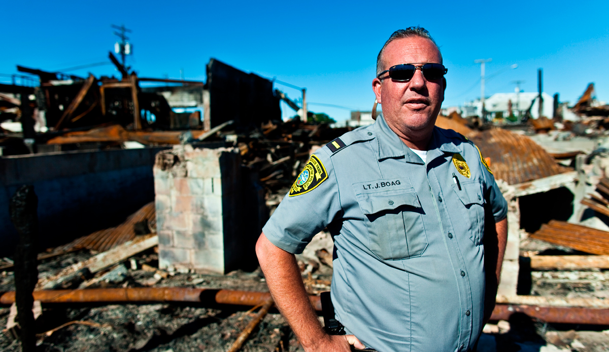 This image was made while shooting in Seaside Park NJ immediately following the Boardwalk Fire in 2013. I had been shooting with Gail Coleman, a local business owner, in order to keep the public aware of the hardship the town had gone through. 2012 Hurricane Sandy devastated Seaside Park, and then in 2013 the fire ripped through the boardwalk. I chose this image to include because telling great stories of surfing is fun, but we must not forget the places we surf. Our local communities are just as important. It was heart breaking to see Seaside Park go through such tragedy. Photo: <a href=\"http://www.ryanstruck.com/\"> Ryan Struck</a>