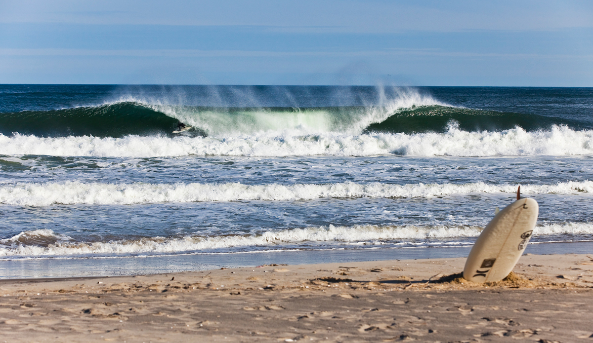 March water color is often emerald green here in Jersey, this such as on this day when Mikey DeTemple cruised down. This was the first day we ever shot together and this wound up being a spread in my SLIDE Magazine portfolio piece. Hurley was considering it for an ad in Surfer\'s Journal, but it never panned out. Pretty stoked to be considered for something like that, and I\'m happy it eventually found a home. Huge thanks to Mikey and Ryan Smith. Photo: <a href=\"http://www.ryanstruck.com/\"> Ryan Struck</a>