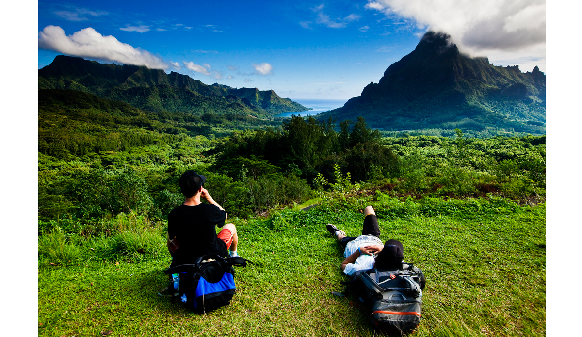 With just some small packs, Jonathan Mincher, Rob Brown and myself hitched a ride to the boat docks in Tahiti to ferry our way over to the isle of Moorea. We wanted to hike into what looked like Jurassic Park and spend the night under the stars. We awoke to golden beams of light piercing early morning peaks. As we hiked out and overlooked Cook\'s Bay, I made this image, which has appeared at home and internationally. It\'s really more of a personal moment; I suppose that\'s why it\'s been received so well. Photo: <a href=\"http://www.ryanstruck.com/\"> Ryan Struck</a>