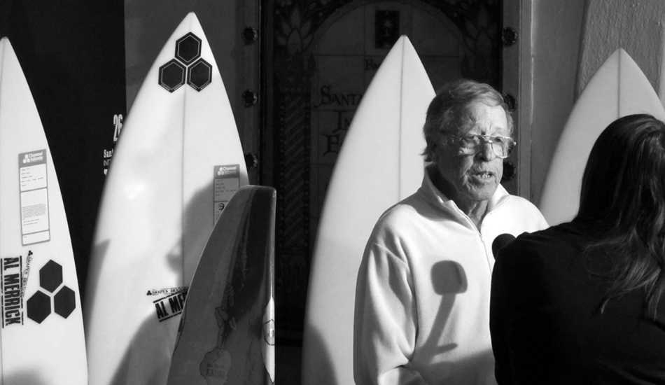 The grandfather of modern surf cinema: Bruce Brown. Photo: <a href=\"http://www.mattbauerdesign.com\" target=_blank>Bauer