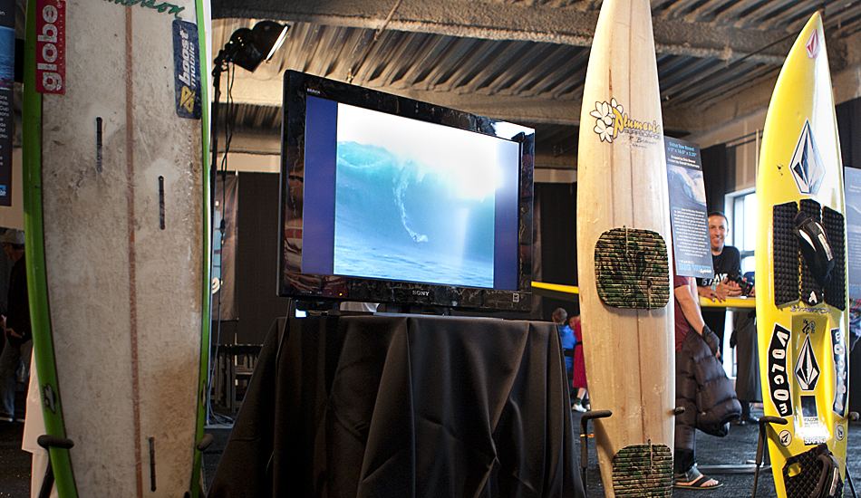 Big wave boards were on display. The Billabong XXL Global Big
Waves Awards nominee announcement and party took place at the end of the day, Saturday. Photo: Maggie Yount