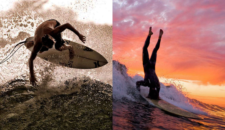 Left:  Dillon Perillo in the Mentawi Islands.  Dillon shreds, and was a blast to hang with on the trip.  (Right)  The Hb legend who\'s name I can\'t remember.  Photo: <a href=\"http://www.jefffarsaiphotography.com/\">Jeff Farsai</a>