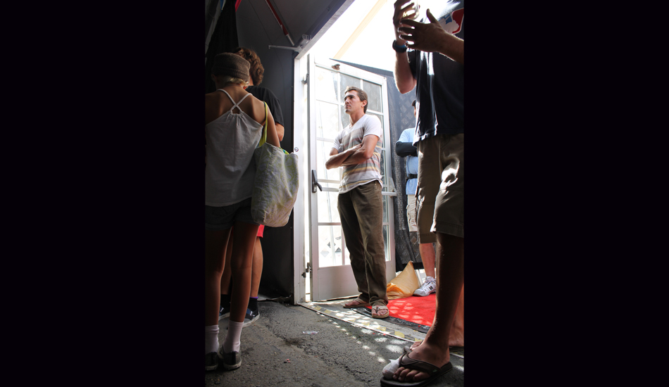 The star of the film, Greg Long watching the premiere just as calmly as he drops down a 60 foot face. Photo: Green