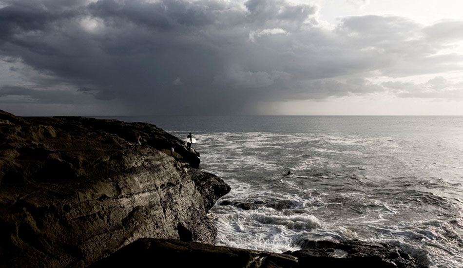 This is right outside a small fishing village in Nicaragua.  I don’t think it breaks all that often, but this day was firing.  It was just a few local kids with broken boards, a couple friends and about as picturesque a landscape as you could wish for with the storm front approaching.  