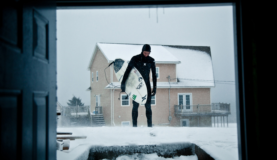 The East Coast of Canada is damn cold. After getting changed in the basement of a friend\'s house, Peter Devries headed out for a surf. Air temp: -20C, water temp: 0C. Photo: <a href=\"http://www.jeremykoreski.com/\" target=_blank>Jeremy Koreski</a>