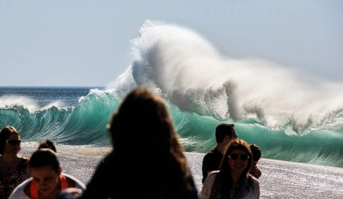 Aliso Creek looking a bit like Hawaii as the spectators run away to protect their belongings. Photo: <a href=\"https://instagram.com/kaileyskelton\">@Kailey Skelton</a>