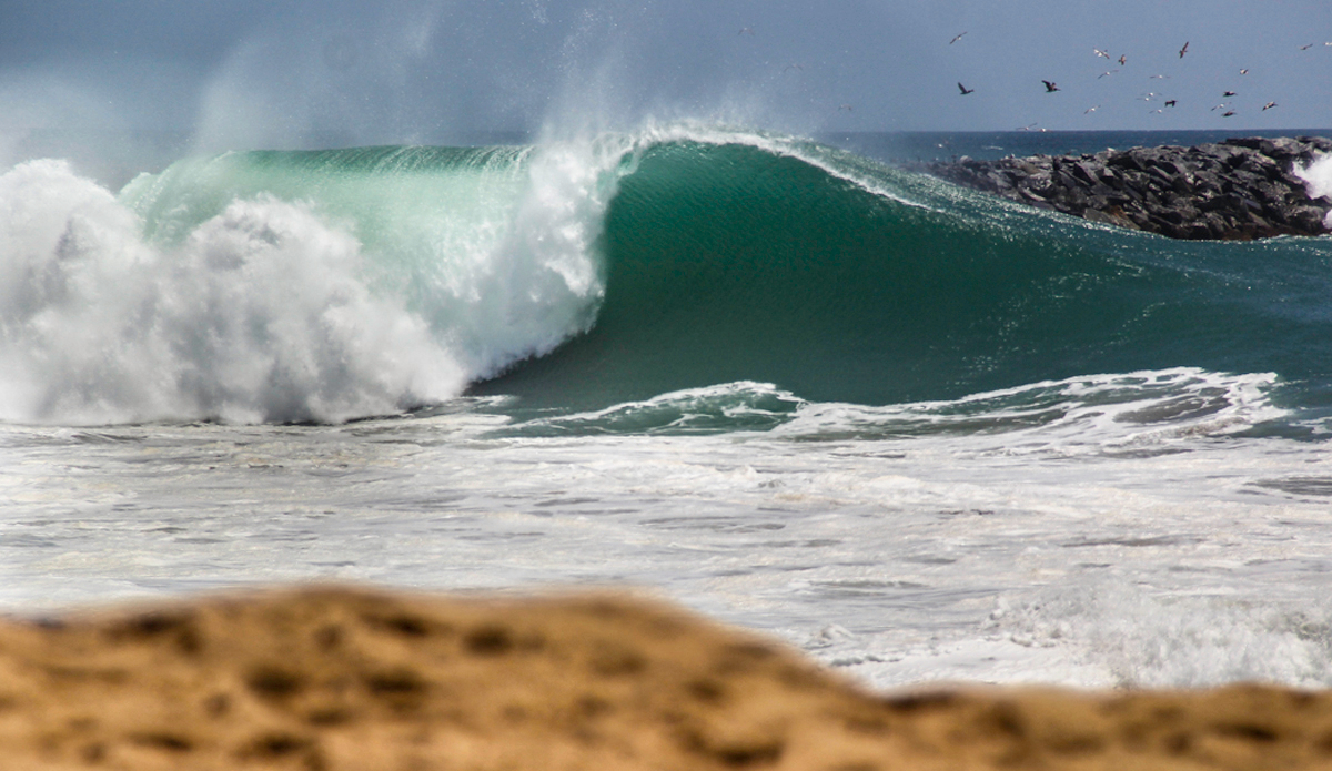 A clean up set that snuck through during the 2nd fun run of swell at the all time wedge. Photo: <a href=\"https://instagram.com/kaileyskelton\">@Kailey Skelton</a>