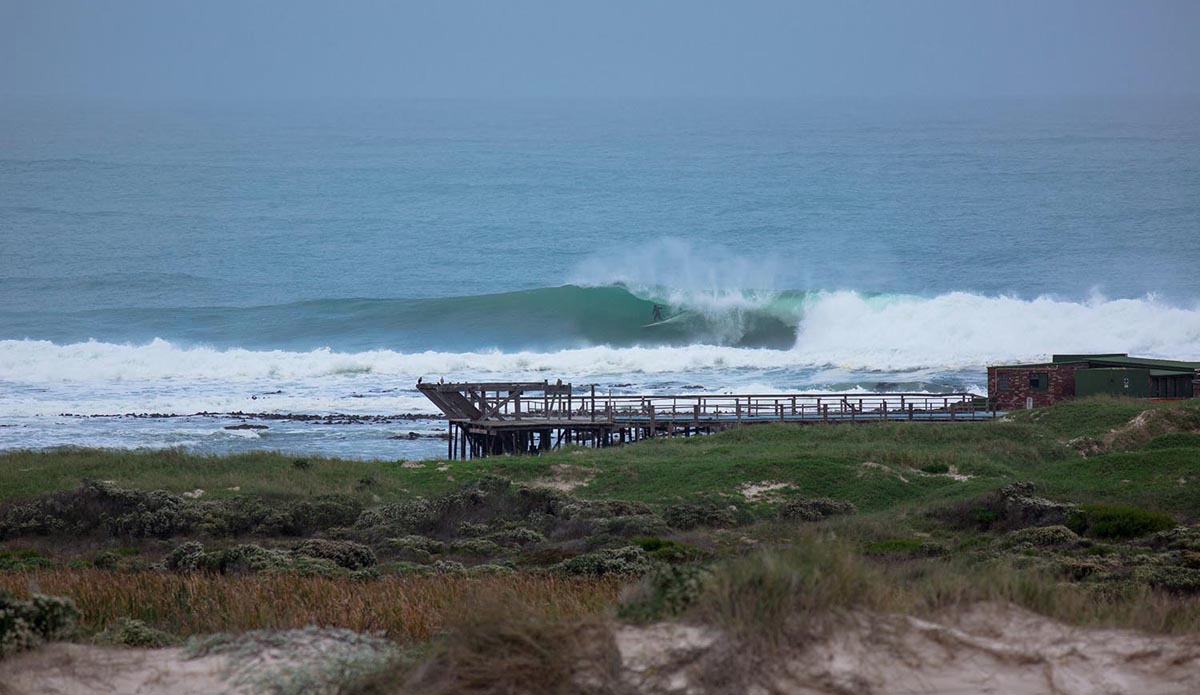 Another prize big-wave spot. The Crayfish Factory and its throaty inside section, as surfed by big-wave world champion Ian Armstrong. Photo: <a href=\"https://instagram.com/alanvangysen\">Alan van Gysen</a>