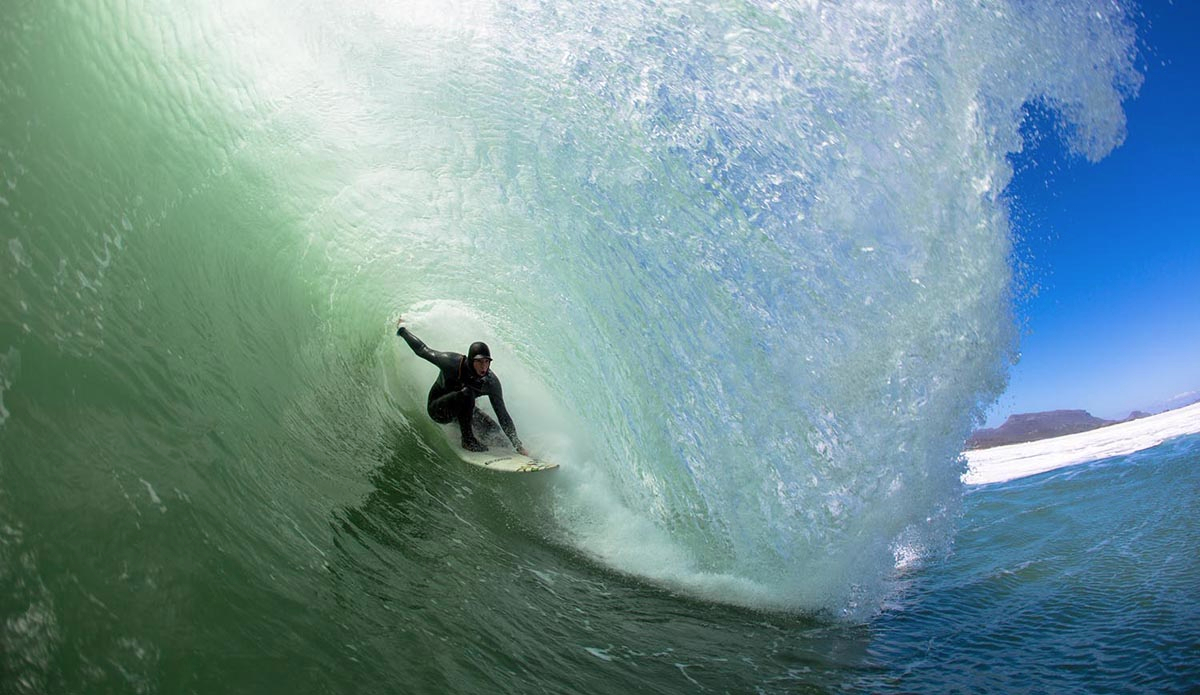 The Puerto Escondido of Cape Town during the cooking summer months. But don’t be fooled by the heat on the beach, as this is when frigid upwelling occurs after strong offshores blow, sending the mercury way down and forcing out the rubber. Photo: <a href=\"https://instagram.com/alanvangysen\">Alan van Gysen</a>