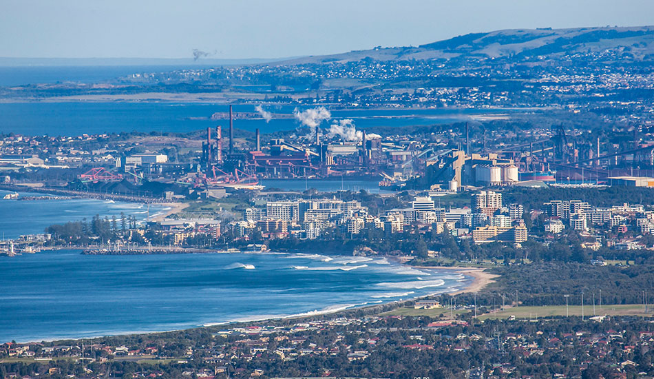 Wollongong, Port Kembla, Shellharbour, Kiama and a wave. Photo: <a href=\"http://www.16images.com.au\">Steen Barnes</a>