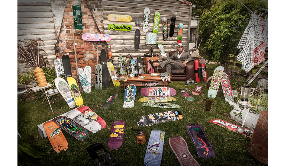 Local Surfer/Skater Adam Lingard pulled his skatey quiver out for a shot. Photo: <a href=\"http://www.16images.com.au\">Steen Barnes</a>