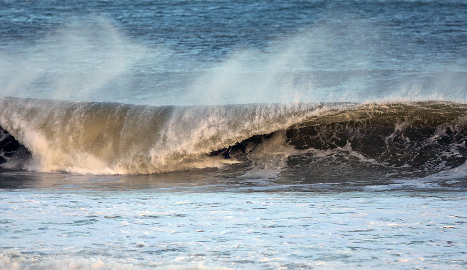 Rozbern Shaper, John Oppito, sneaking into a left.  Photo: <a href=\"http://www.rozbernsurf.com\":> Kevin Strickland</a>