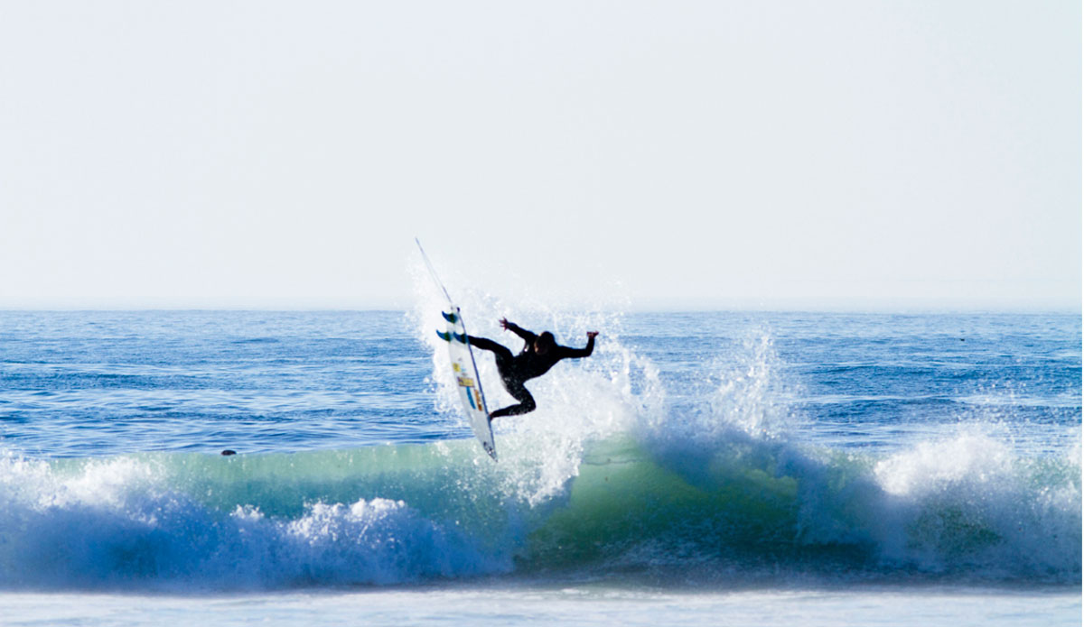 Brogie Panesi. Headed for the flats fins first. Malibu, CA. Photo: <a>Kevin Jansen</a>