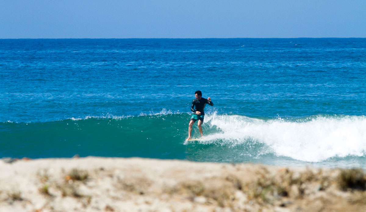 JT of Night Train surfboards riding a board he made. Upper Trestles, CA. Photo: <a>Kevin Jansen</a>