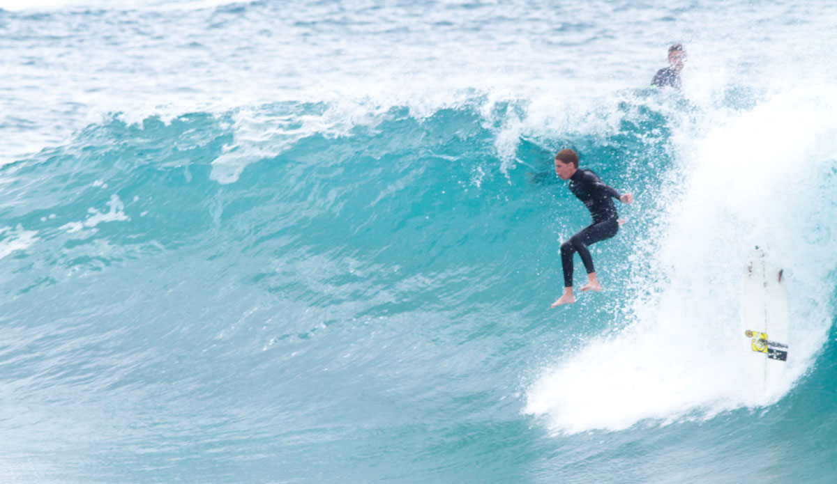 Wil Reid. Almost barreled. The Wedge. Photo: <a>Kevin Jansen</a>