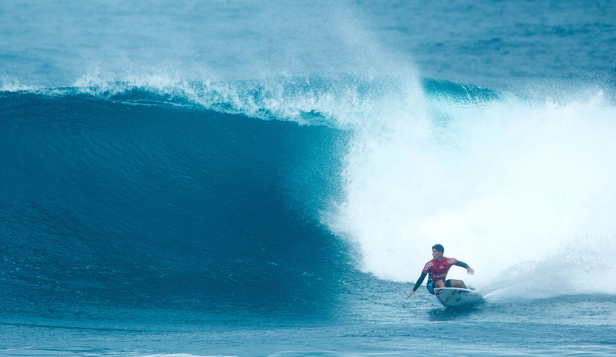 Gabriel Medina of Brasil surfing during Round 3 of the Vans World Cup of Surfing where he advanced in second place, behind heat winner Dusty Payne (HAW), on Wednesday December 3, 2014. Photo:<a href=\"http://www.aspworldtour.com/\">ASP</a>/Sloane 