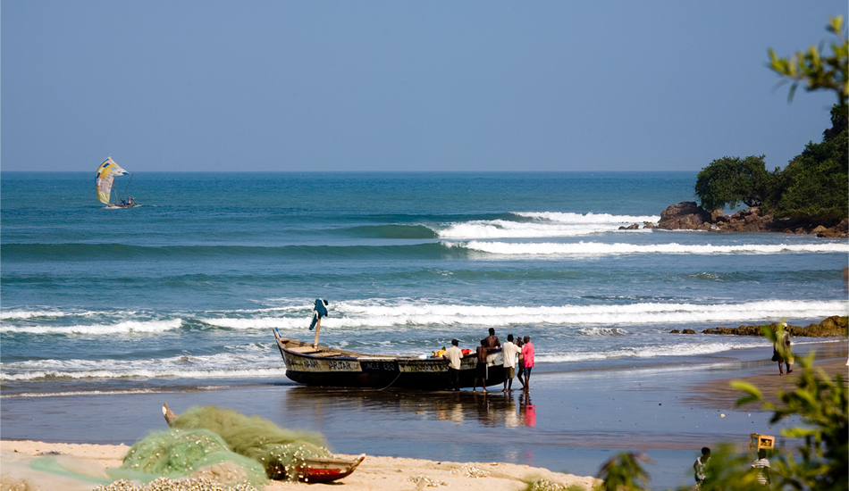 Ghana. Right point at a fishing village. Travel in West Africa is the full sensory experience, with a plethora of sights, sounds and smells. The coastline has many unridden points and beachbreaks, usually with no one surfing. Despite being introduced to surfing when Bruce Brown stopped in Accra to film with Mike Hynson and Robert August for \"Endless Summer\" in 1963, it\'s only recently that locals have been surfing in any numbers. Image: <a href=\"www.tropicalpix.com\" target=\"_blank\">Callahan</a>/<a href=\"http://www.facebook.com/pages/SurfEXPLORE/153813754645965\" target=\"_blank\">surfEXPLORE</a>